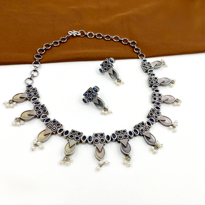 Antique Statement Silver Replica Choker-Oxidised Jewellery-Fashtreet India