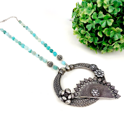 Antique Statement Silver Replica Necklace-Oxidised Jewellery-Fashtreet India