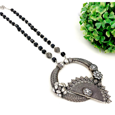 Antique Statement Silver Replica Necklace-Oxidised Jewellery-Fashtreet India