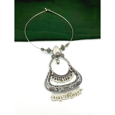 Antique Statement Silver Replica Necklace-Oxidised Jewellery-Fashtreet India