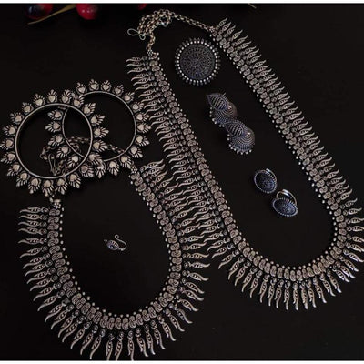 Beautiful long dual necklace combo set-Necklace-Oxidised Jewellery-Fashtreet India