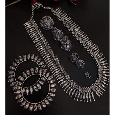 Beautiful long necklace combo set-Necklace-Oxidised Jewellery-Fashtreet India