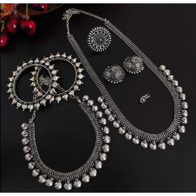 Double Necklace full combo set-Necklace-Oxidised Jewellery-Fashtreet India