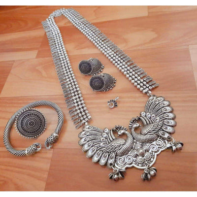 Premium quality exclusive long pendant necklace-Necklace-Oxidised Jewellery-Fashtreet India