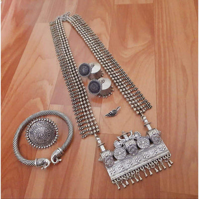 Premium quality exclusive long pendant necklace-Necklace-Oxidised Jewellery-Fashtreet India