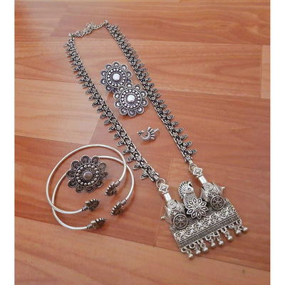 Single long necklace set-Necklace-Oxidised Jewellery-Fashtreet India