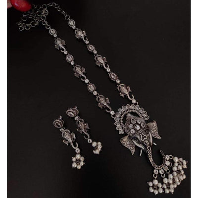 Beautiful ganesh necklace-Necklace-Oxidised Jewellery-Fashtreet India