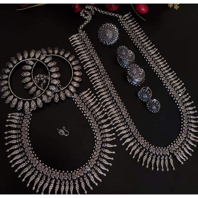 Beautiful long dual necklace combo set-Necklace-Oxidised Jewellery-Fashtreet India