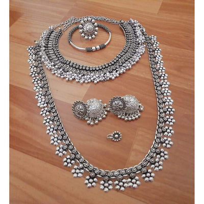 Beautiful long dual necklace-Necklace-Oxidised Jewellery-Fashtreet India