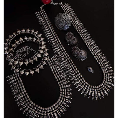 Beautiful long dual necklace-Necklace-Oxidised Jewellery-Fashtreet India