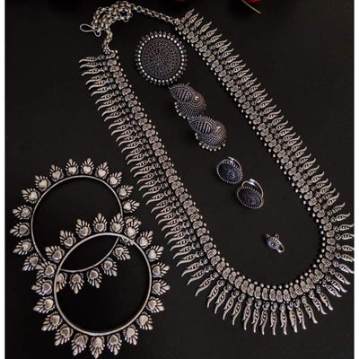 Beautiful long necklace combo set-Necklace-Oxidised Jewellery-Fashtreet India