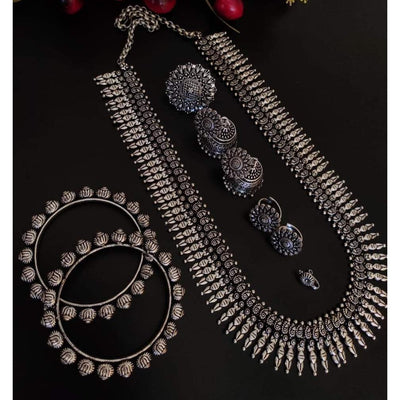 Beautiful long necklace combo set-Necklace-Oxidised Jewellery-Fashtreet India