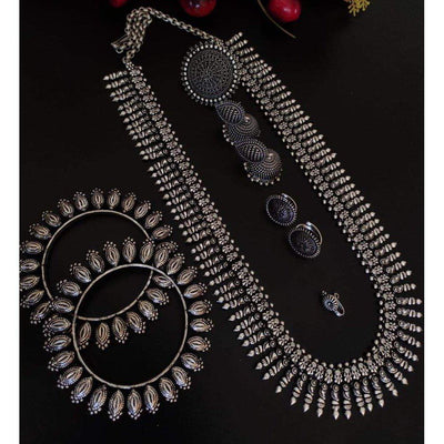 Beautiful long necklace combo set-Necklace-Oxidised Jewellery-Fashtreet India