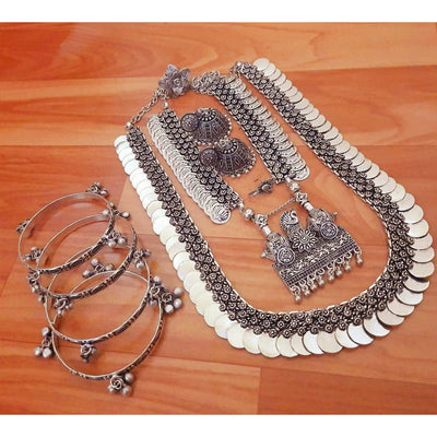 Beautiful long short necklace style combo set-Necklace-Oxidised Jewellery-Fashtreet India