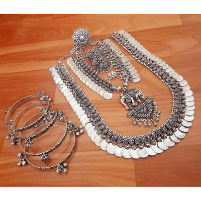 Beautiful long short necklace style combo set-Necklace-Oxidised Jewellery-Fashtreet India