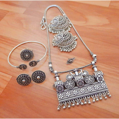 Exclusive chain pendant combo set-Necklace-Oxidised Jewellery-Fashtreet India