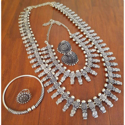 Exclusive long necklace-Necklace-Oxidised Jewellery-Fashtreet India