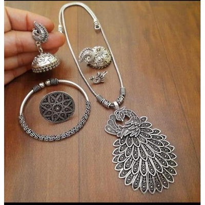 Exclusive long pendant necklace-Necklace-Oxidised Jewellery-Fashtreet India