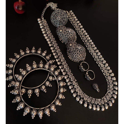 Long combo Necklace set-Necklace-Oxidised Jewellery-Fashtreet India