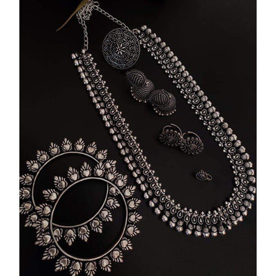 long necklace combo set-Necklace-Oxidised Jewellery-Fashtreet India