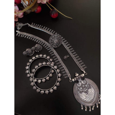 Long necklace full combo set (Light weight)-Necklace-Oxidised Jewellery-Fashtreet India