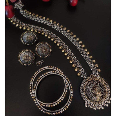 New Design Dual Tone Necklace full combo set-Jewellery-Oxidised Jewellery-Fashtreet India