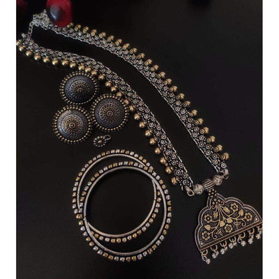 New Design Dual Tone Necklace full combo set-Jewellery-Oxidised Jewellery-Fashtreet India