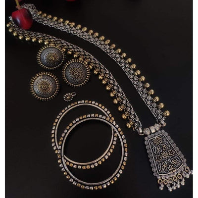 New Design Dual Tone Necklace full combo set-Jewellery-Oxidised Jewellery-Fashtreet India